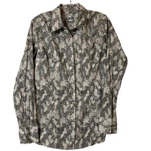 Wrangler Rock 47 Jewel Embossed Long Sleeve Snap Button Shirt Size Large